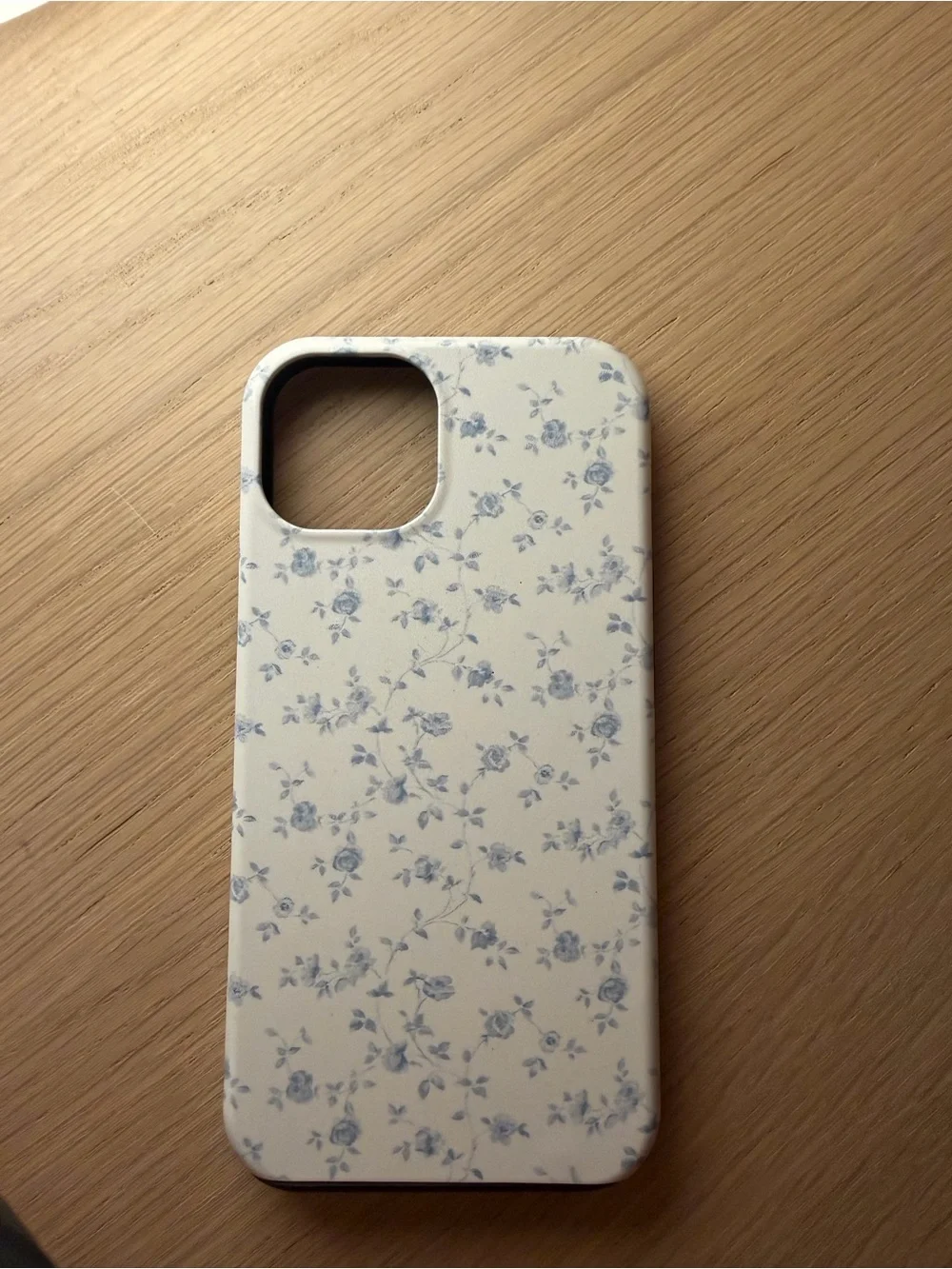 iPhone 13 Floral Blue on Cream Protective Phone Case